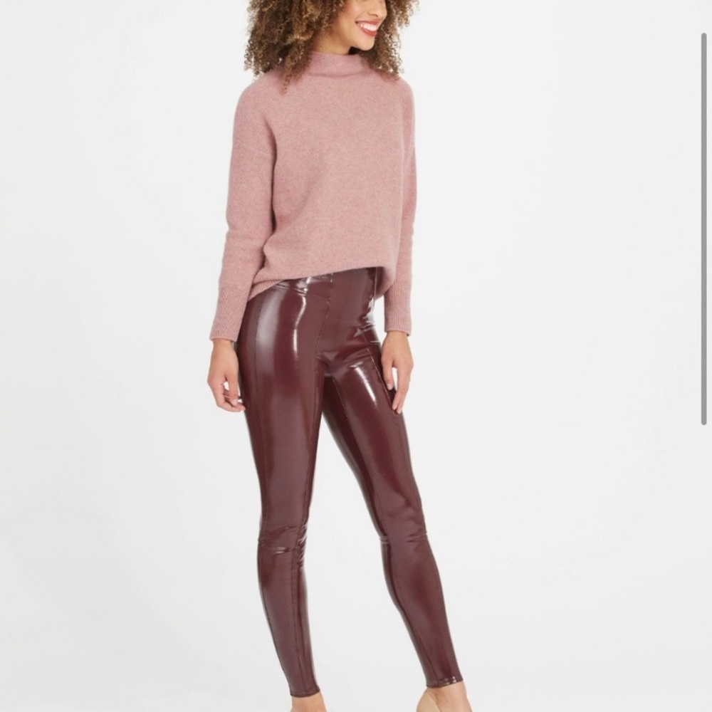 Spanx Faux Patent Leather Leggings Ruby
